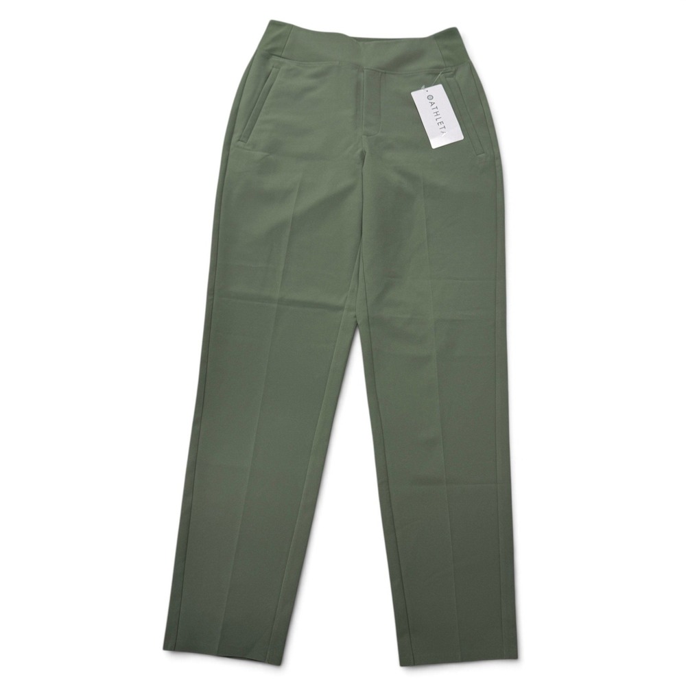 Athleta Endless Pant Olive Green Straight Leg Trousers Womens 4 Tall NWT